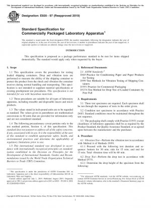 Standard Specification for Commercially Packaged Laboratory Apparatus