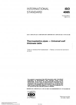 Thermoplastic pipes - Universal wall thickness table