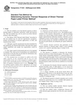 Standard Test Method for Determining Dynamic Thermal Response of Direct Thermal Paper-Label Printer Method 