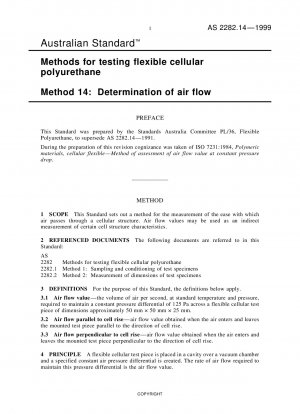 Methods for testing flexible cellular polyurethane - Determination of air flow