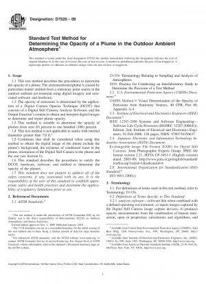 Standard Test Method for Determining the Opacity of a Plume in the Outdoor Ambient Atmosphere